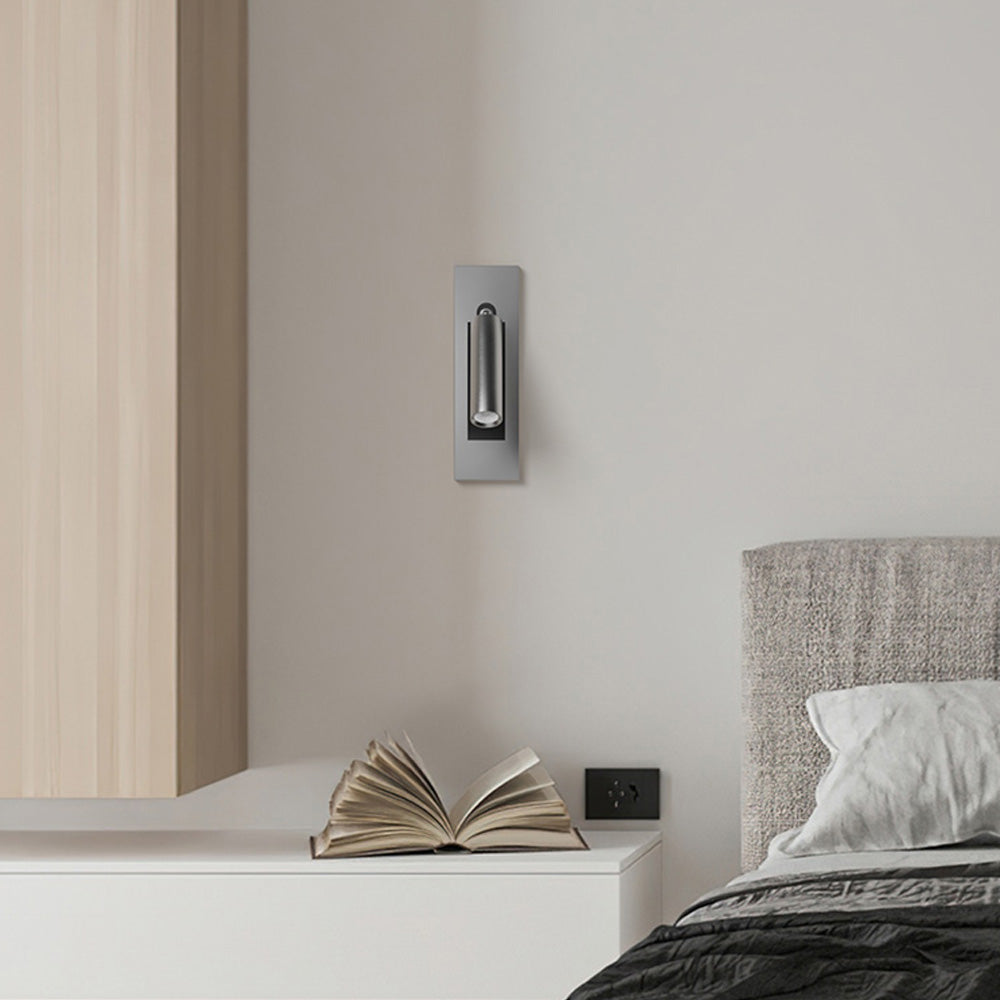 Close view of the reading sconce lens and beam spread