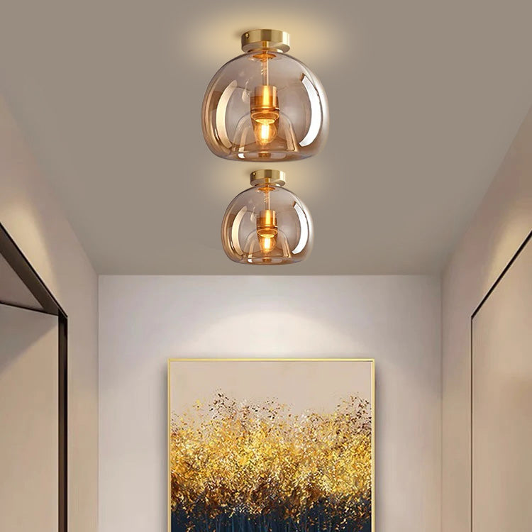 Lampsmodern-UK Retro Copper Glass Ceiling Light Semi-Flush 9.8in