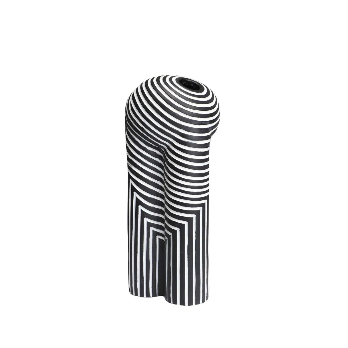 Black White Striped Resin Vase Modern Abstract Geometry Planter