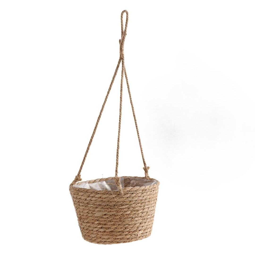 Rustic Woven Straw Flower Basket - Multi-Purpose Decorative Storage