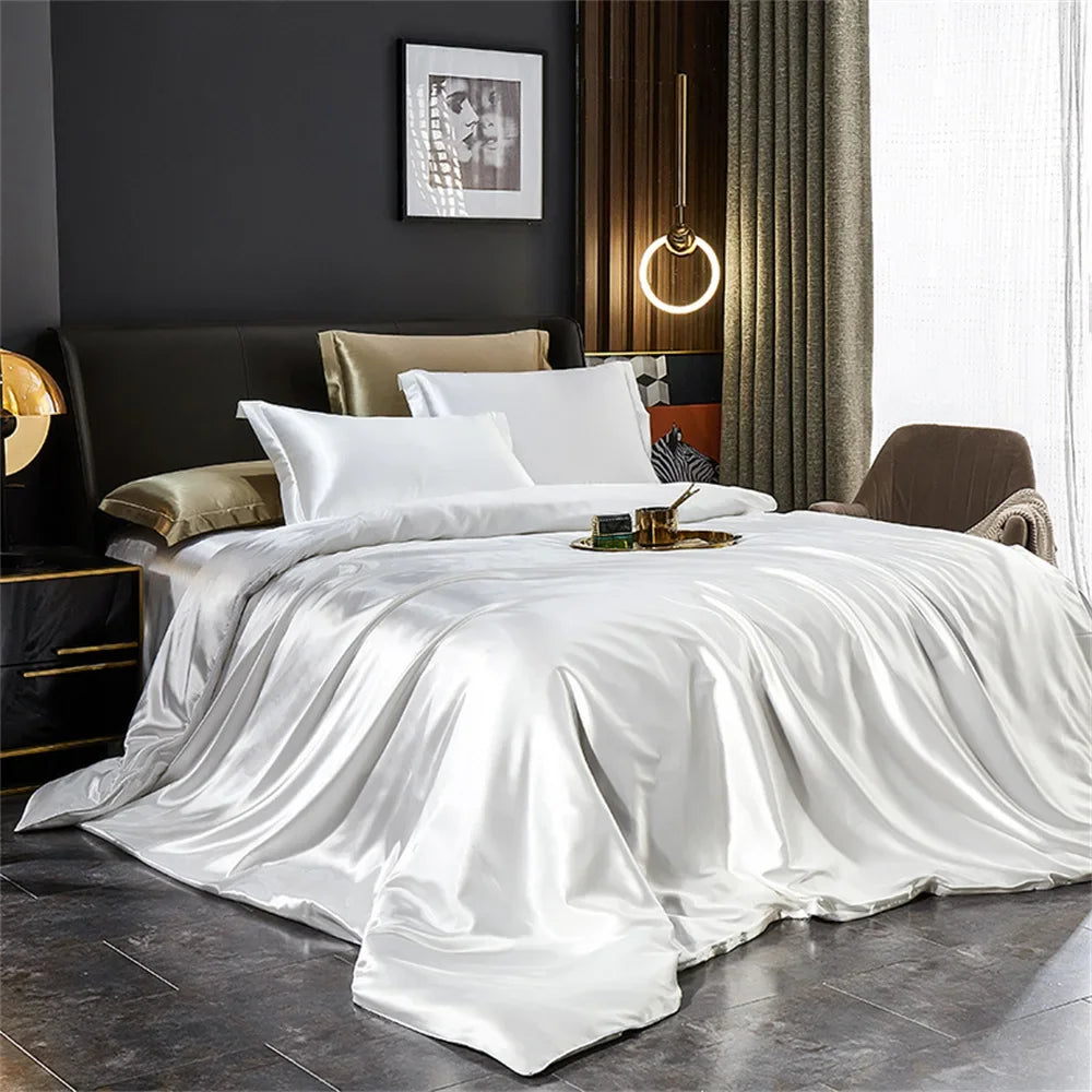 Luxury Rayon Satin Silk-Like Bedding Set Duvet Cover Pillowcases