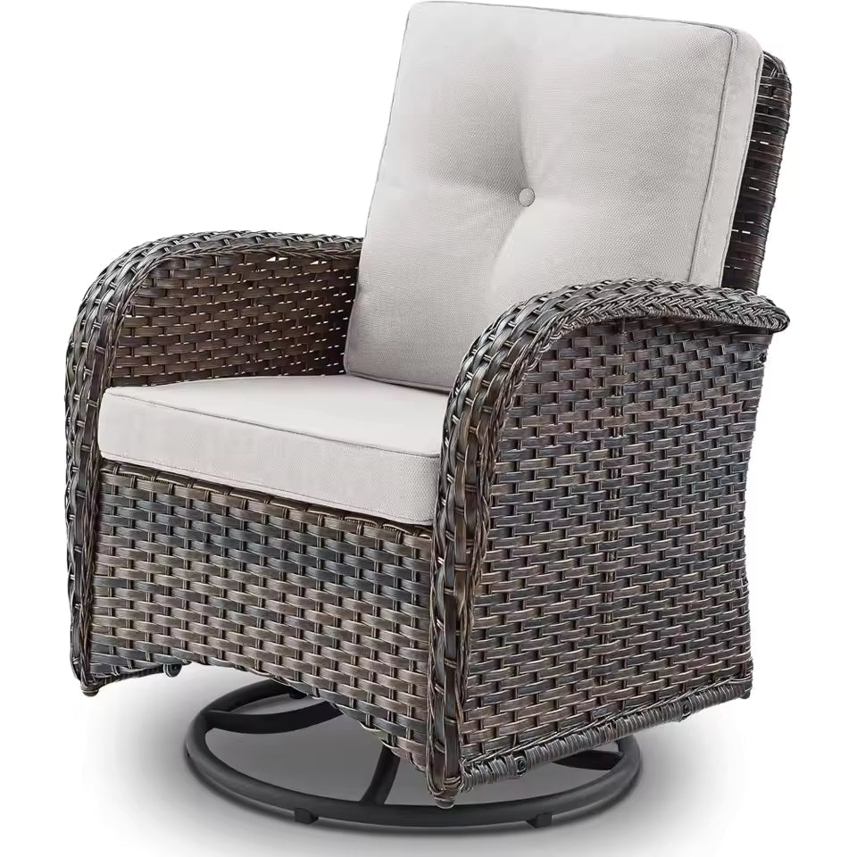 Patio Furniture Swivel Glider Chair - Outdoor Wicker Rocker with Cushions