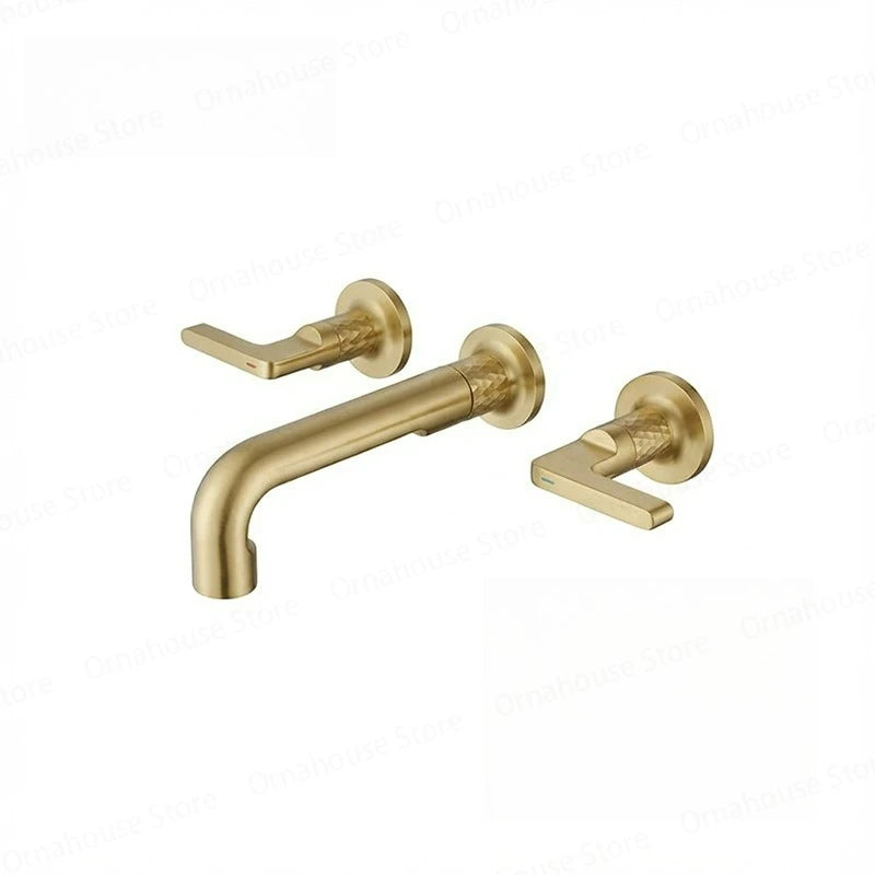 Wall Mounted Bathroom Faucet – Brass Dual Handle Hot Cold Mixer.