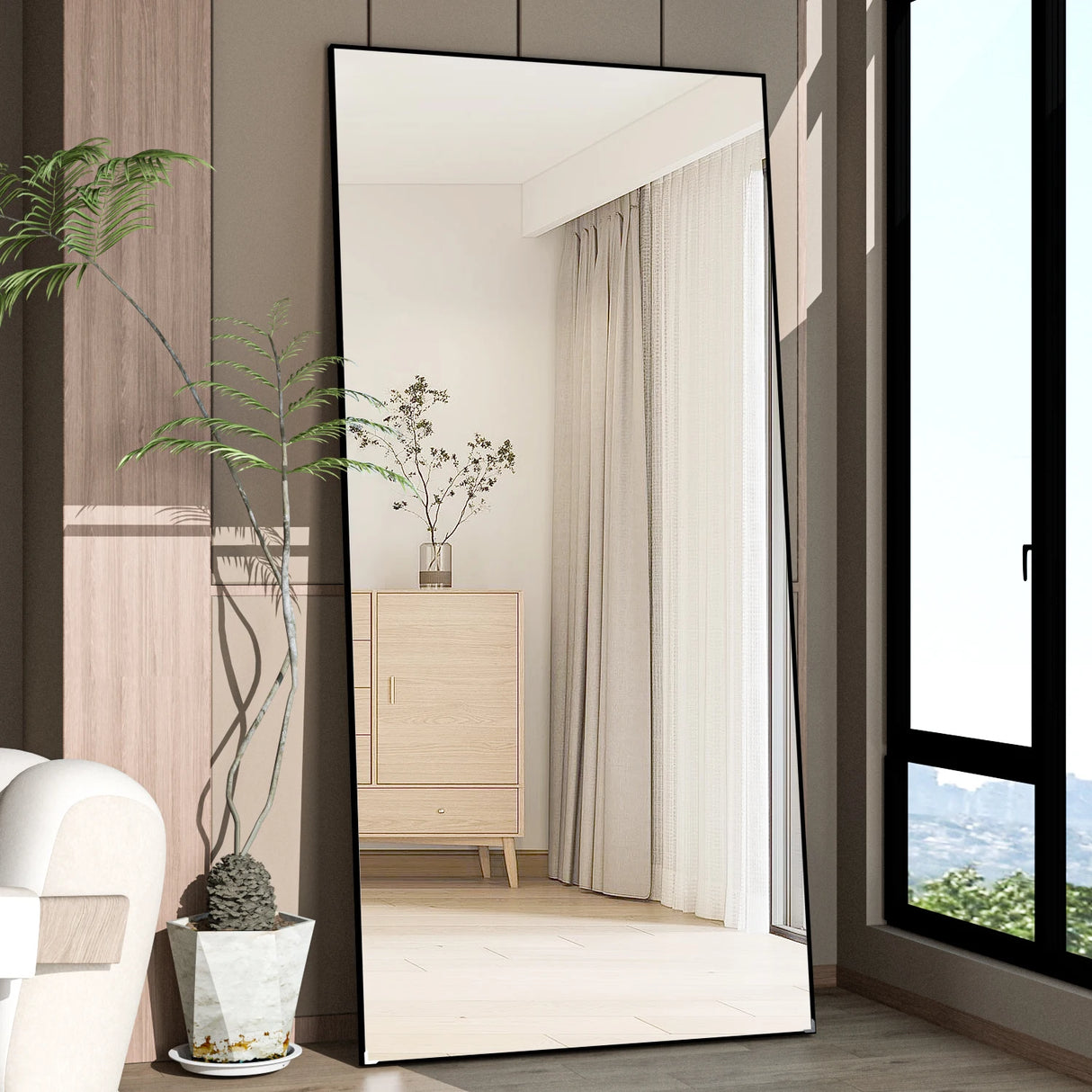 CASSILANDO 65x165cm Full-Length Floor Mirror Black Metal Frame