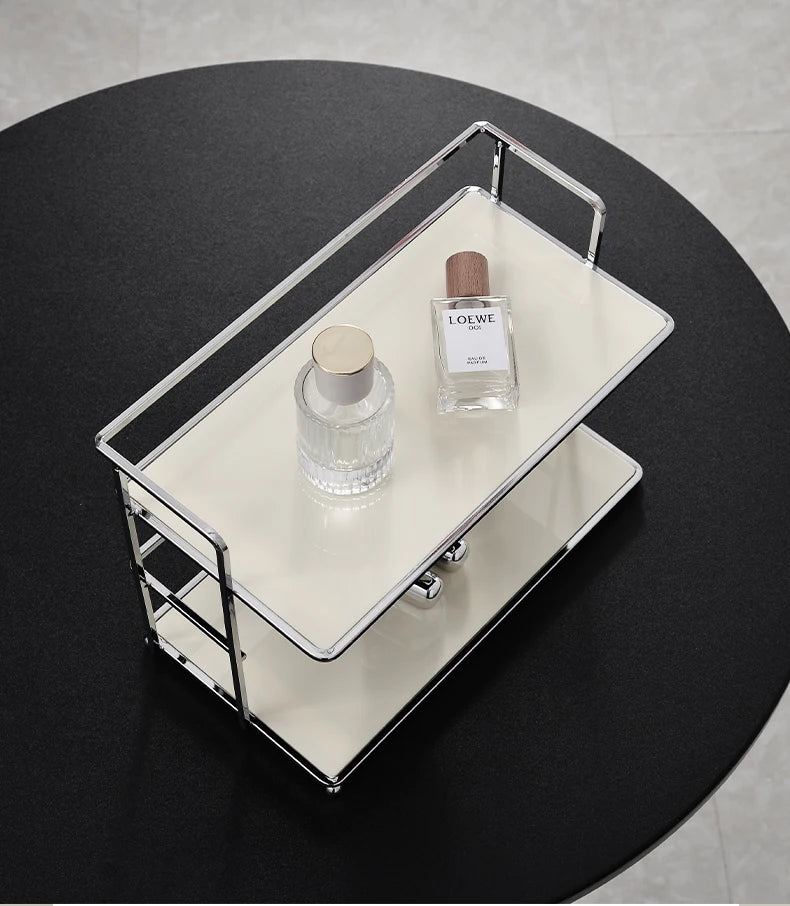Double‑Layer Desktop Storage Rack with Acrylic Cup & Cosmetic Organizer