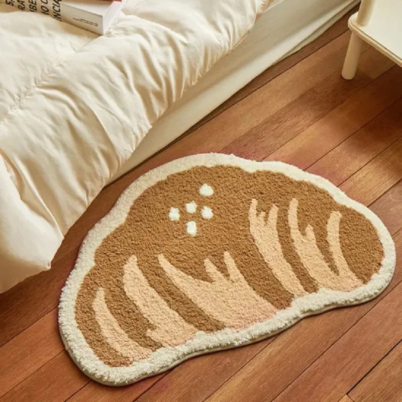 Cute Cartoon Bread-Shaped Faux Cashmere Non-Slip Plush Rug