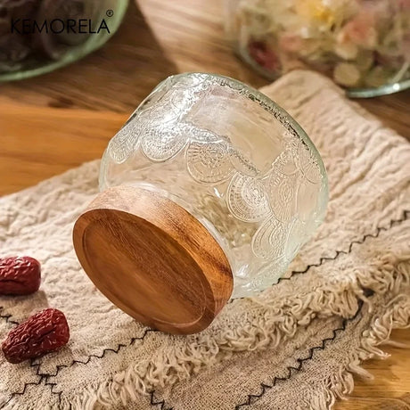 Retro Crabapple Patterned Glass Sealed Jar Set for Food Storage