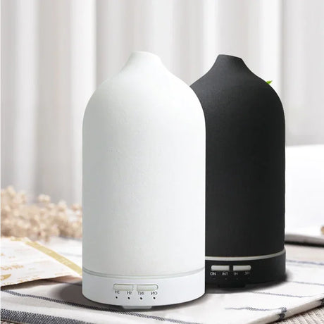Ceramic Ultrasonic Aroma Diffuser with Colorful LED Lights, 120ml