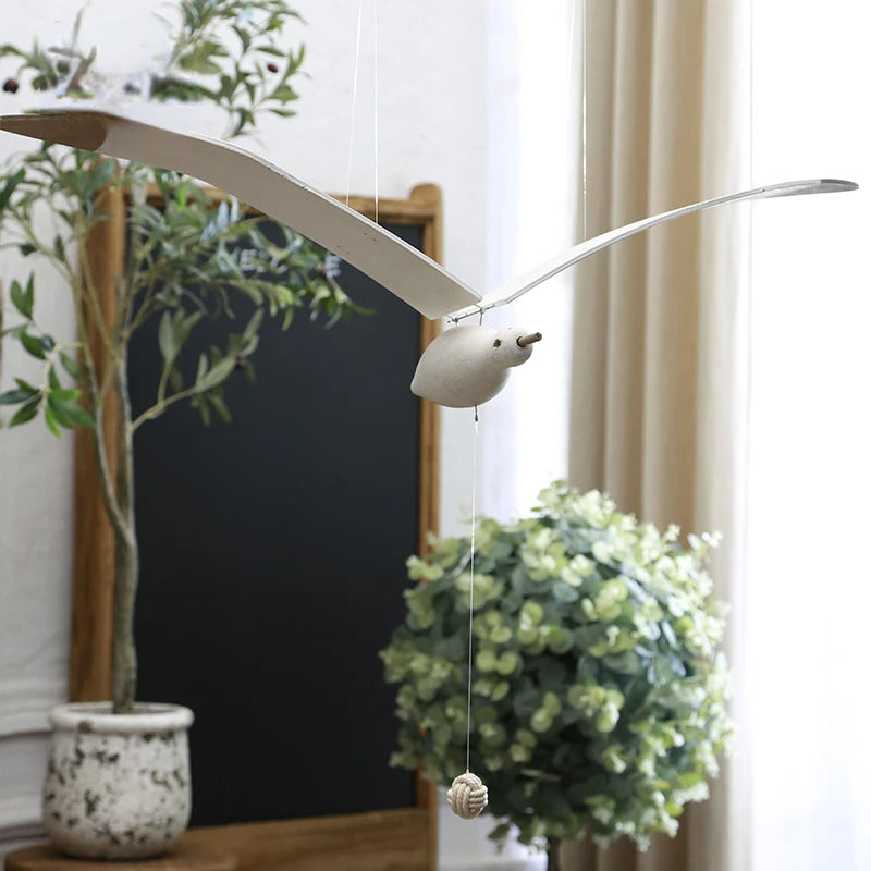 Handmade Wooden Seagull Mobile Wall Hanging Nursery Home Decor