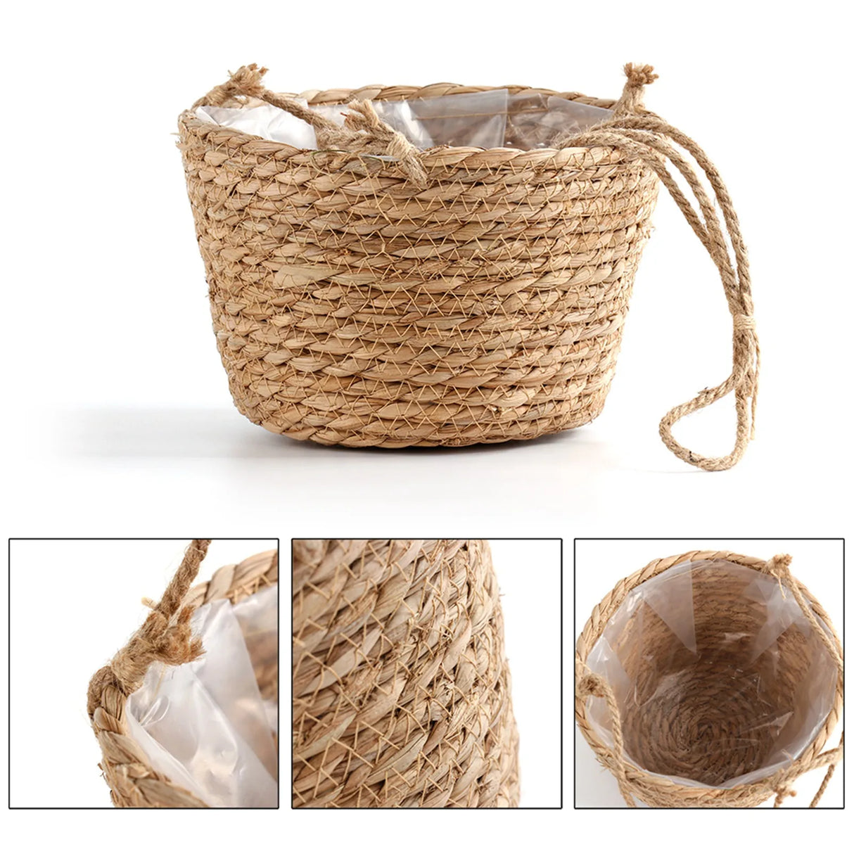 Rustic Woven Straw Flower Basket - Multi-Purpose Decorative Storage