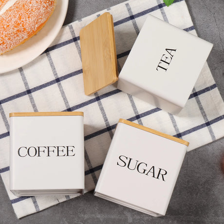 3-Piece Vacuum Sealed Metal Canisters for Coffee, Tea, Sugar