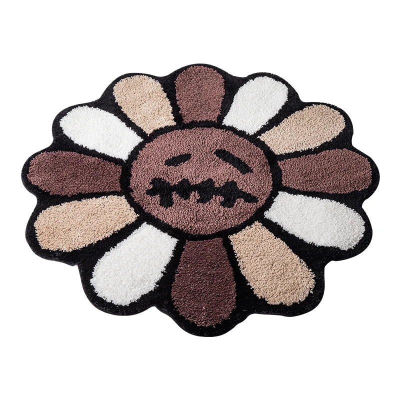 Smiling Flower Tufted Round Rug Soft Anti-Slip Mat