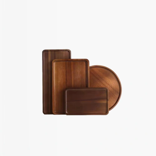 Wooden Tray Large Walnut Serving Plate for Dinner Coffee Cake Bread Snacks