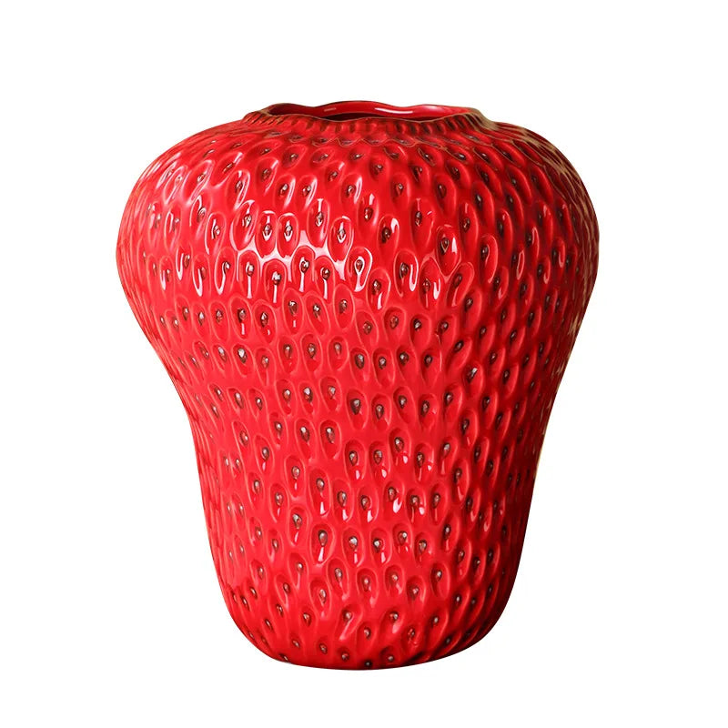 Cute Strawberry Ceramic Vase Kids Room Decorative Flower Pot