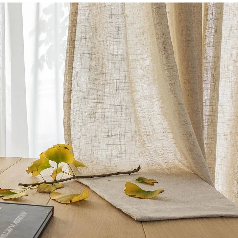 Modern Linen Sheer Curtains Semi-Sheer Cotton-Linen Window Panels