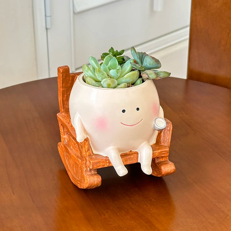 Smiling Swing Chair Succulent Planter Cute Devil Flower Pot