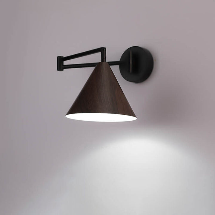 Contemporary Nordic Cone Swing Arm Wall Sconce Lamp Iron 1-Light