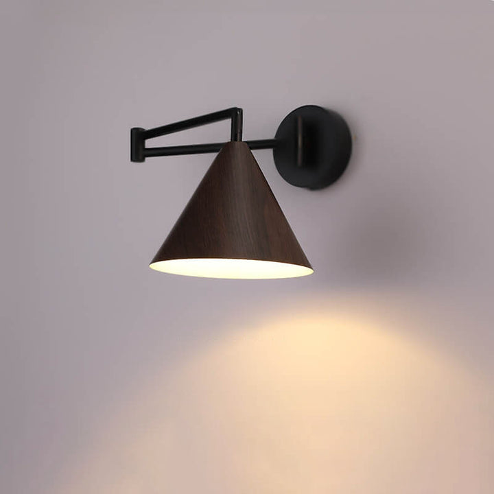 Contemporary Nordic Cone Swing Arm Wall Sconce Lamp Iron 1-Light