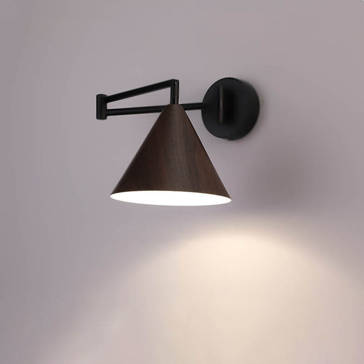 Contemporary Nordic Cone Swing Arm Wall Sconce Lamp Iron 1-Light