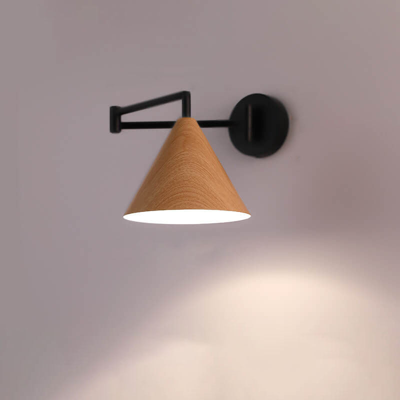 Contemporary Nordic Cone Swing Arm Wall Sconce Lamp Iron 1-Light