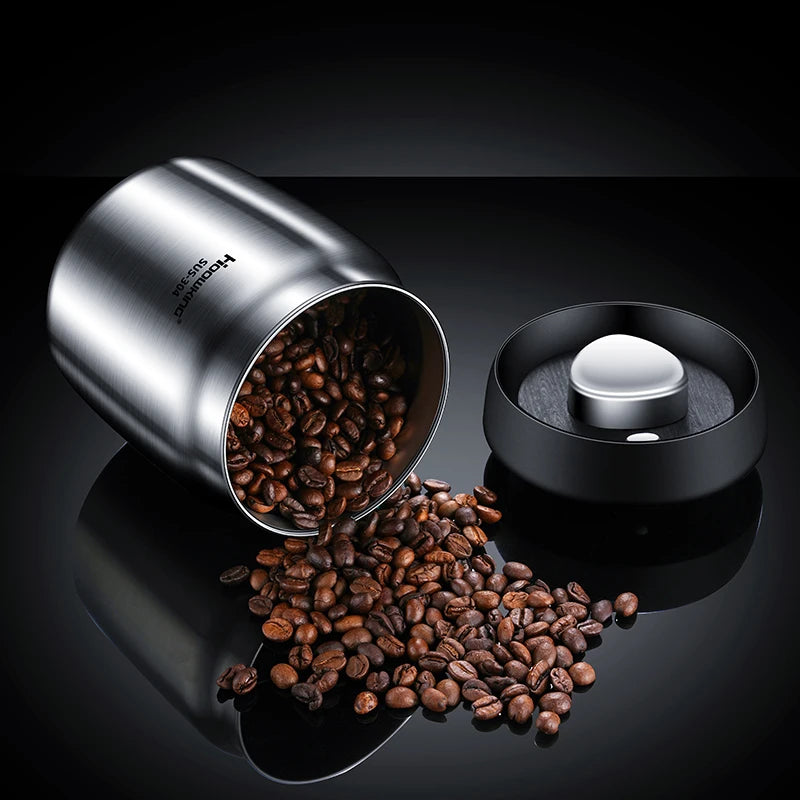 Premium Vacuum-Sealed Stainless Steel Coffee Bean Storage Jar 1L Capacity