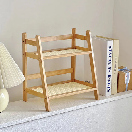 Bamboo 2‑Layer Countertop Organizer with Coffee Cup Holder