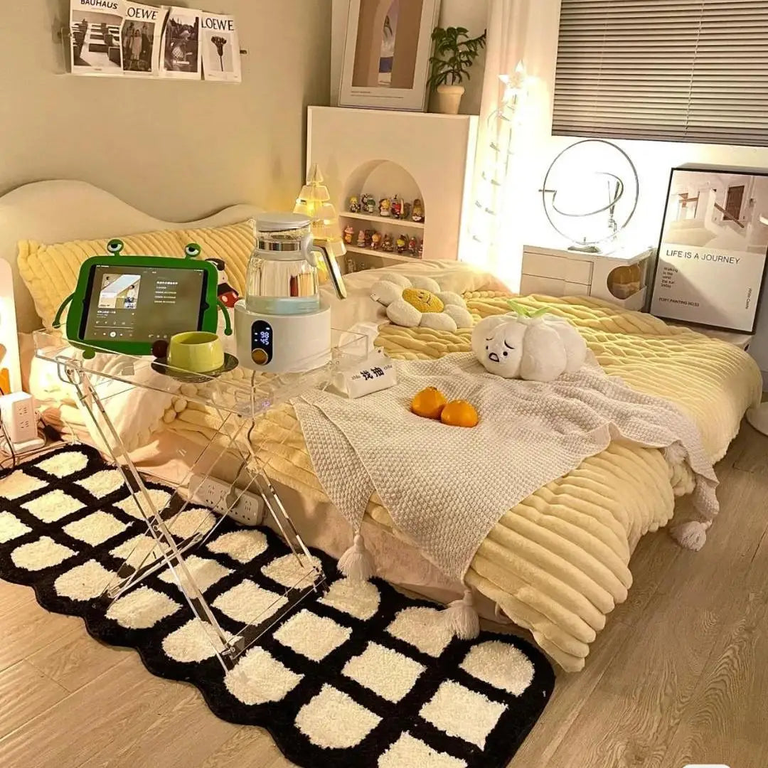 Korean Plush Striped Anti-Slip Living Room Thick Fluffy Rug