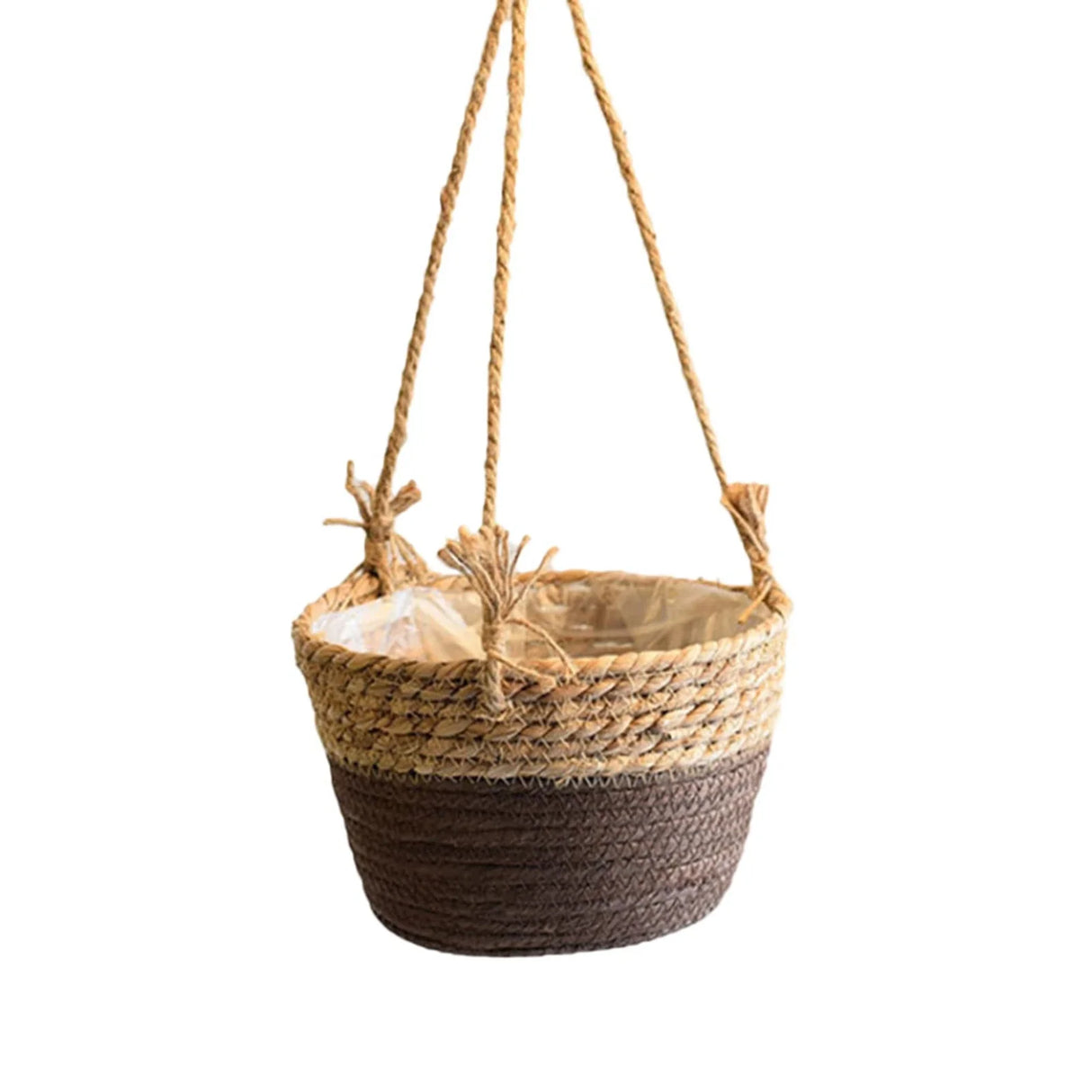Rustic Woven Straw Flower Basket - Multi-Purpose Decorative Storage