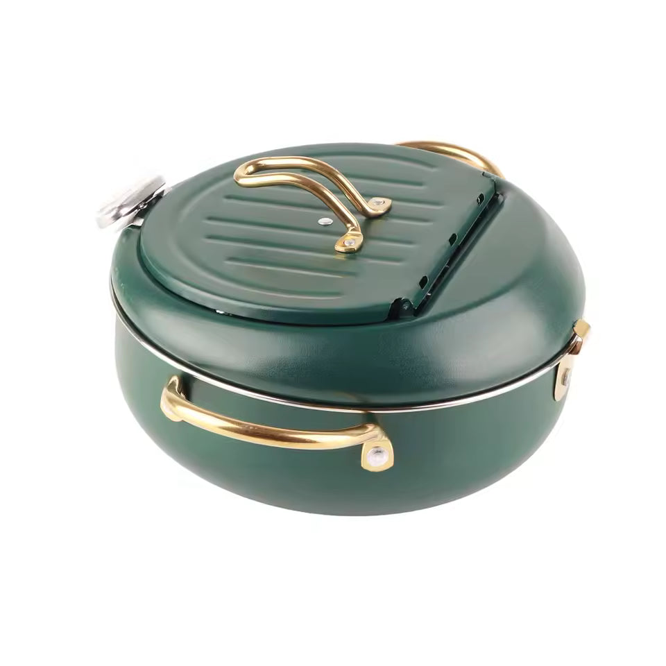 Frying Pot with Thermometer - Japanese Stainless Steel Deep Fryer for Kitchen Use