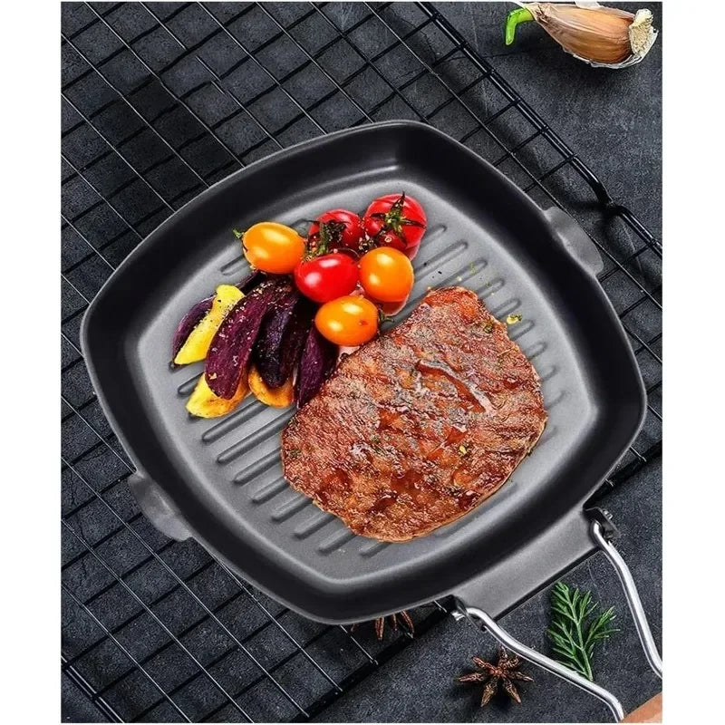 Foldable Portable Carbon Steel Frying Pan with Wooden Handle