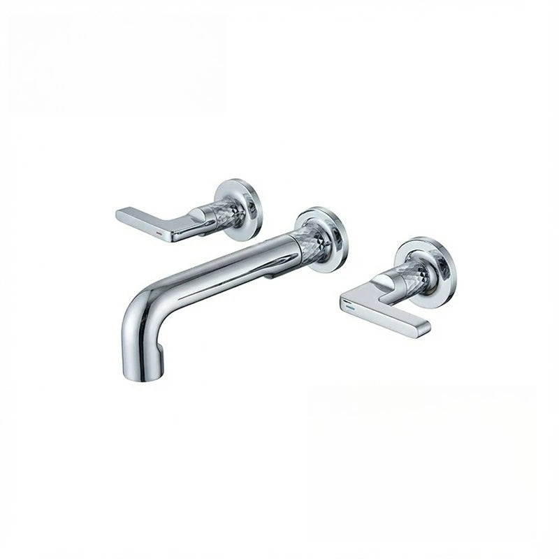 Wall Mounted Bathroom Faucet – Brass Dual Handle Hot Cold Mixer.