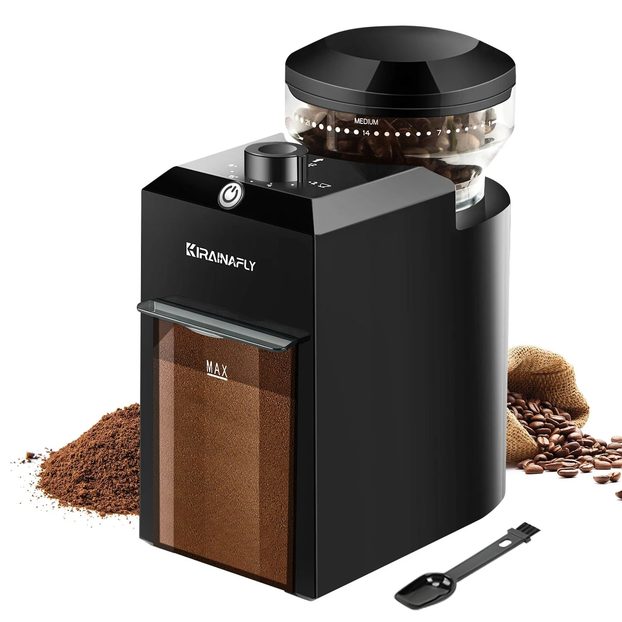KIRAINAFLY Electric Burr Coffee Grinder: 28 Adjustable Settings for Precision Brewing