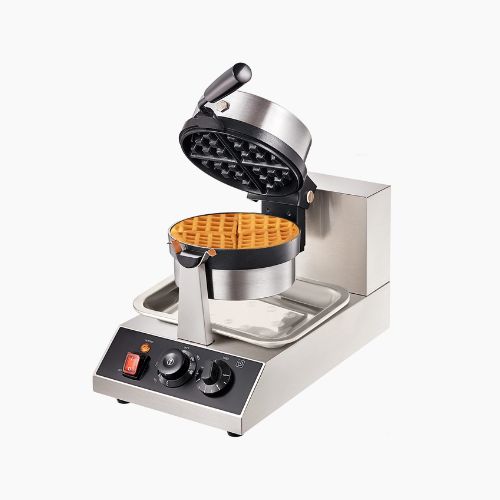 SucceBuy Electric Round Waffle Maker, Stainless Steel, Non-Stick Teflon, Adjustable Temp.