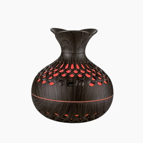 Cool Mist Humidifier - 300ml Wood Vase Diffuser with Colorful Lights