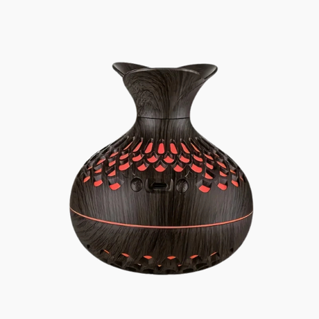 Cool Mist Humidifier - 300ml Wood Vase Diffuser with Colorful Lights
