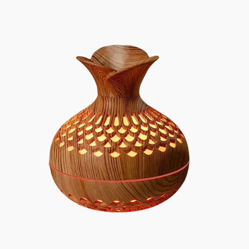 Cool Mist Humidifier - 300ml Wood Vase Diffuser with Colorful Lights
