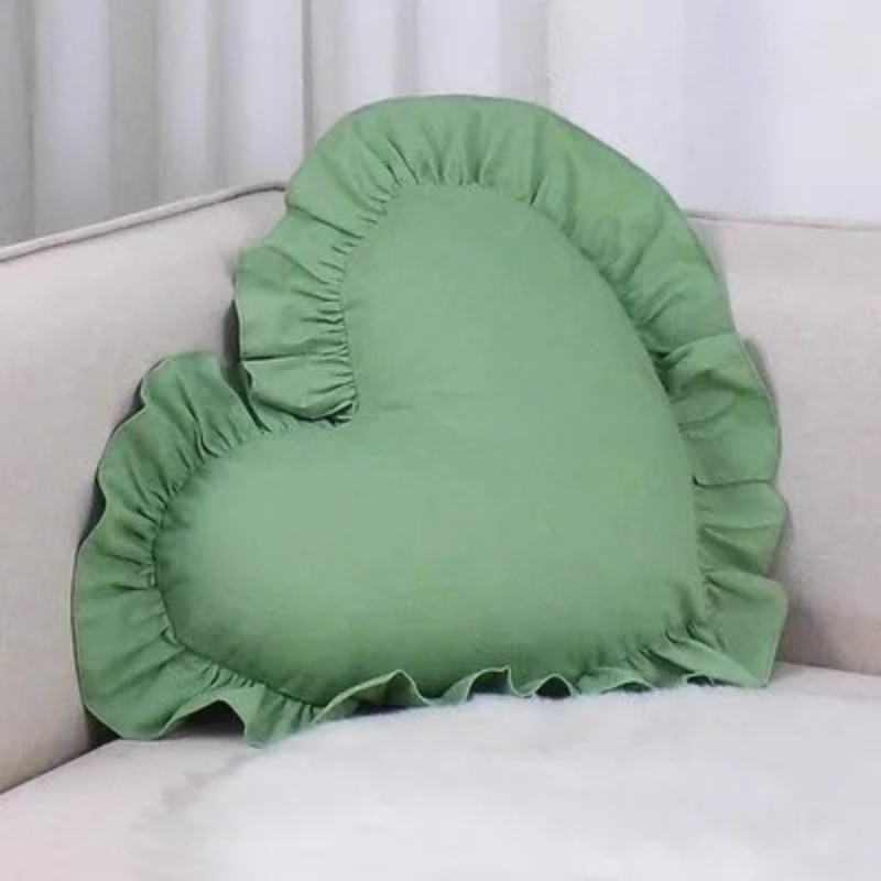 Heart Pillow - Cute Cotton Ruffled Edge Decorative Sofa Cushion Hurbane Home