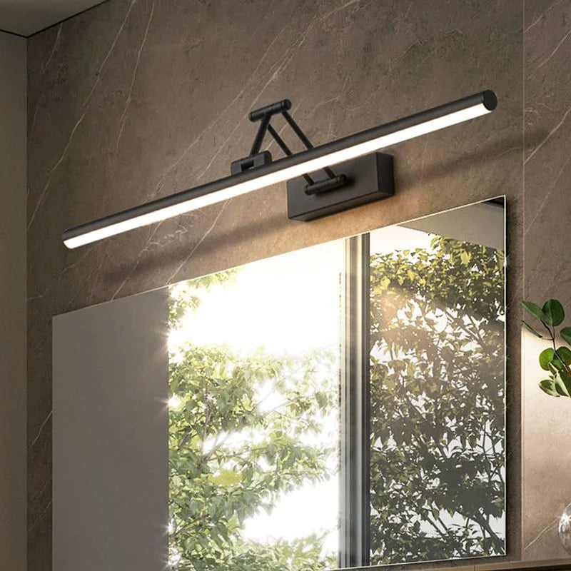 Over-mirror LED light bar shown at its full extended length