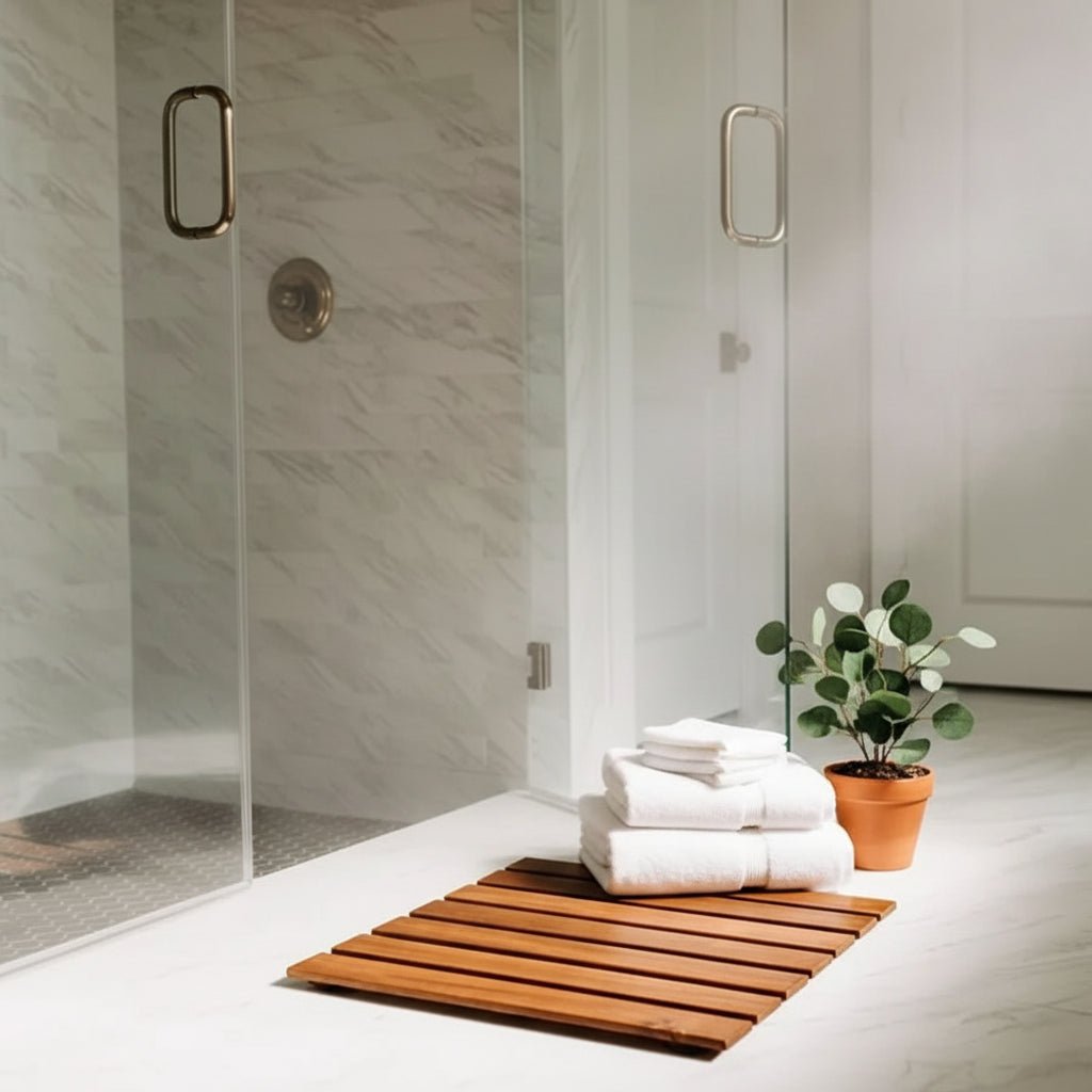 Acacia Wood Bath Mat - Slip - Resistant, Eco - Friendly Bathroom Floor Essential - Wooden Bath Mat - Hurbane Home