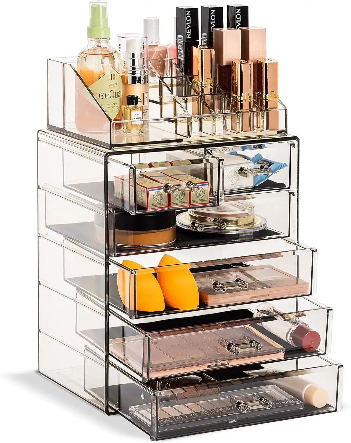Acrylic Makeup Organizer – 6 Drawer Black Tint Cosmetic Storage Case - Acrylic Makeup Organizer - Hurbane Home