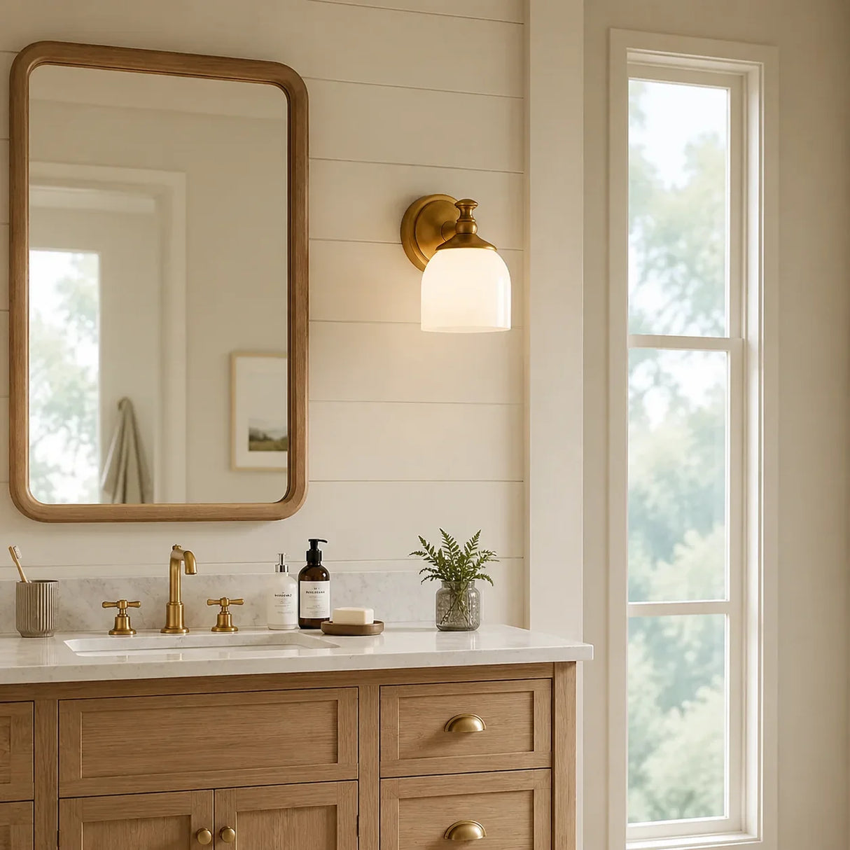 Antique brass milk glass wall sconce additional product view 6