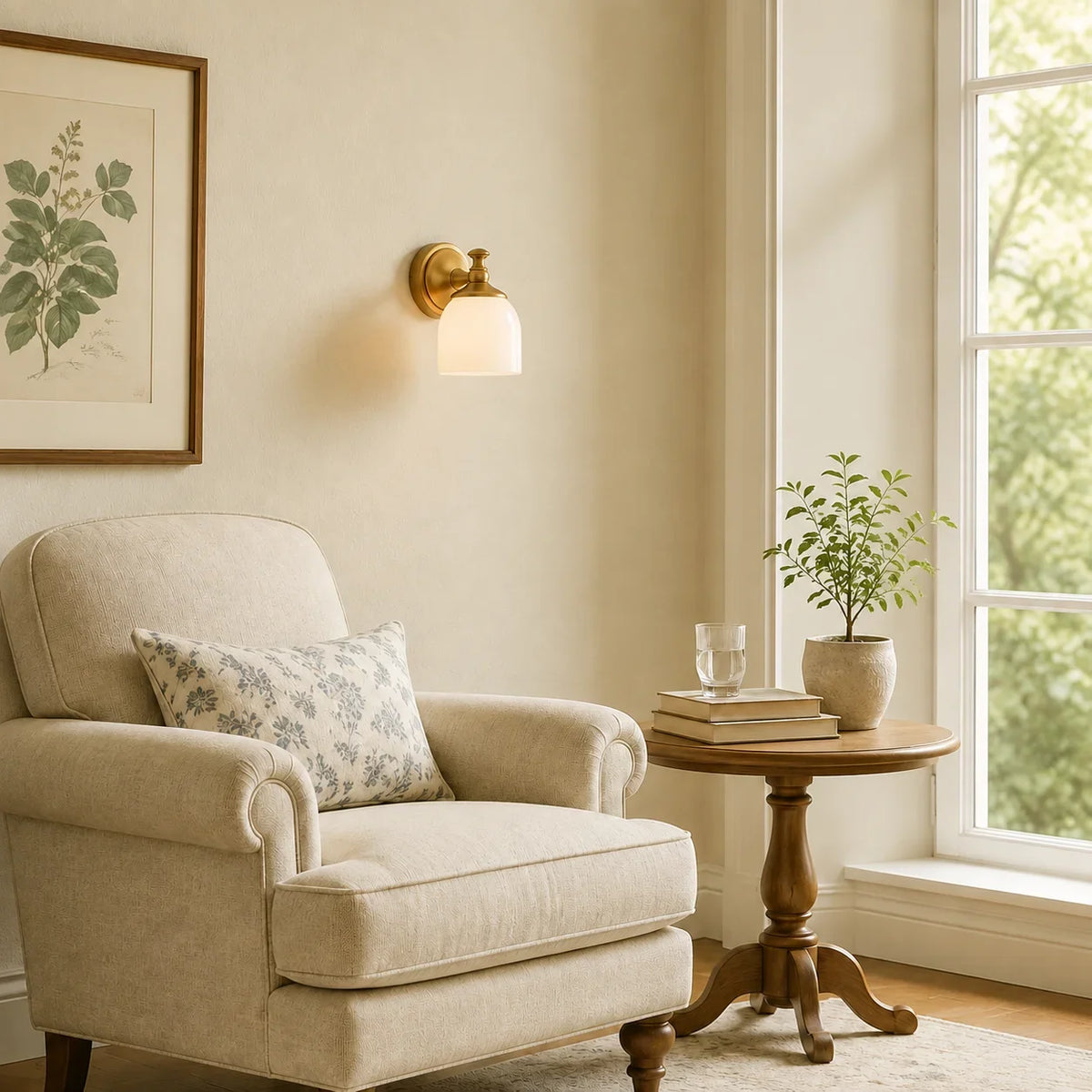 Antique brass milk glass wall sconce colour option view 9