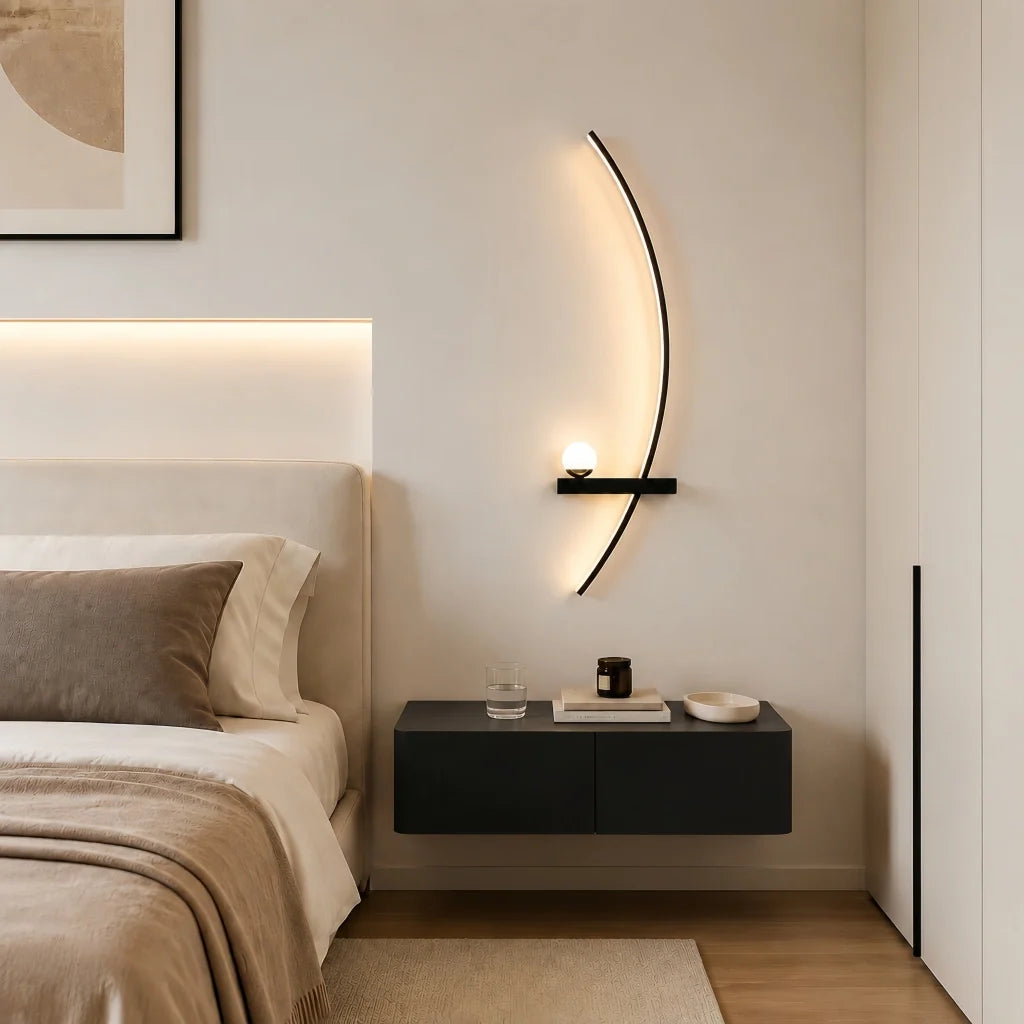 Close view of the frosted acrylic globe on the sconce centre bar