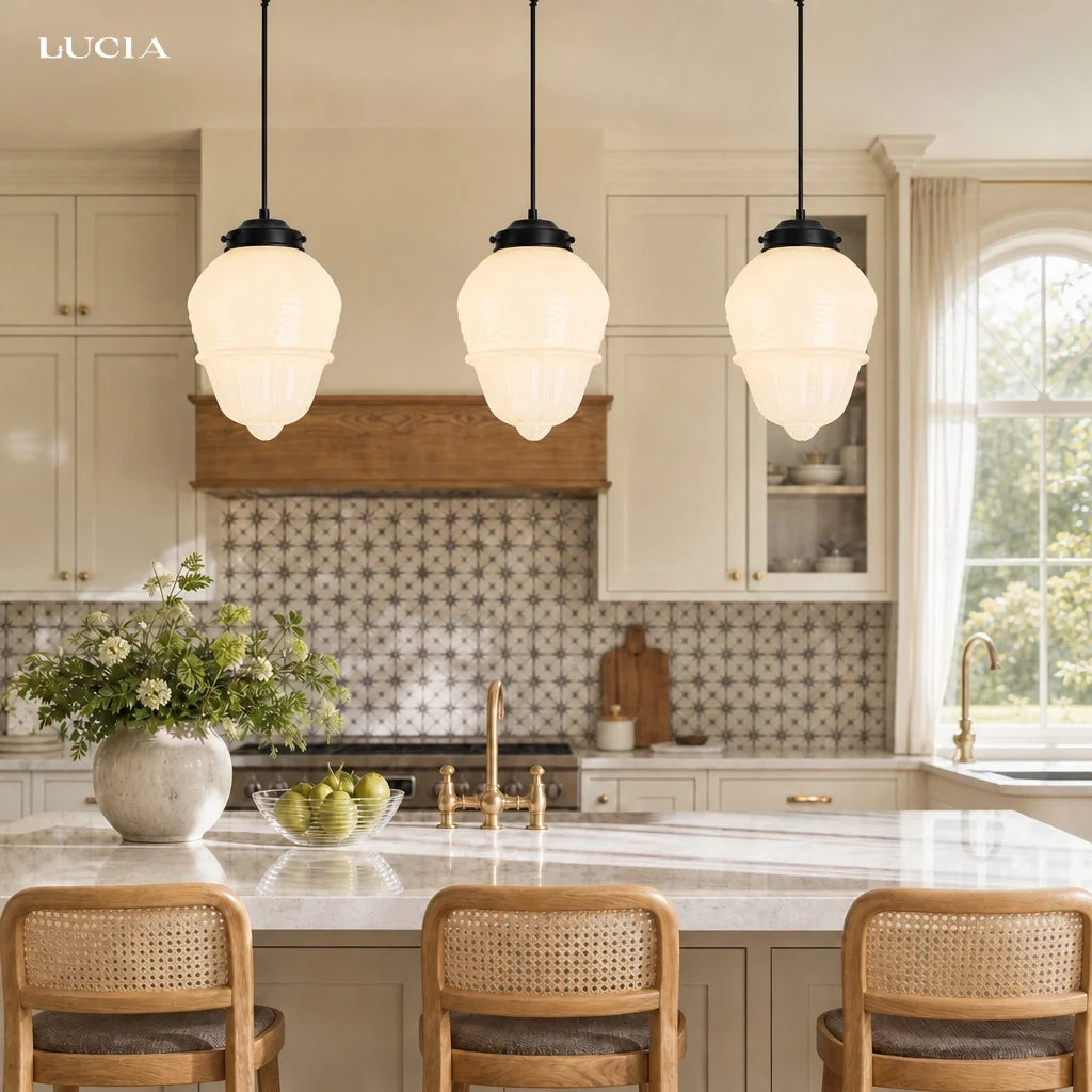 Art deco milk glass pendant light alternative angle view 37