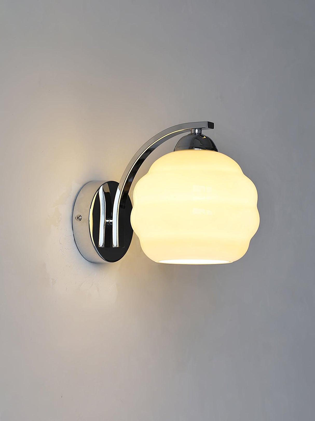 Art Deco wall sconce, 5.9 inch diameter opal glass globe shade, view 34