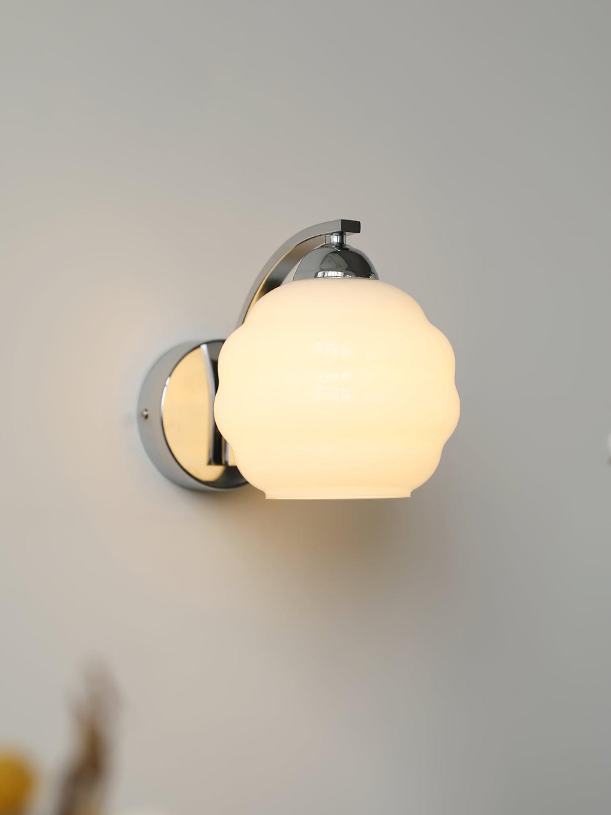 Hardwired E26 glass globe wall sconce in a gold and white finish, view 35