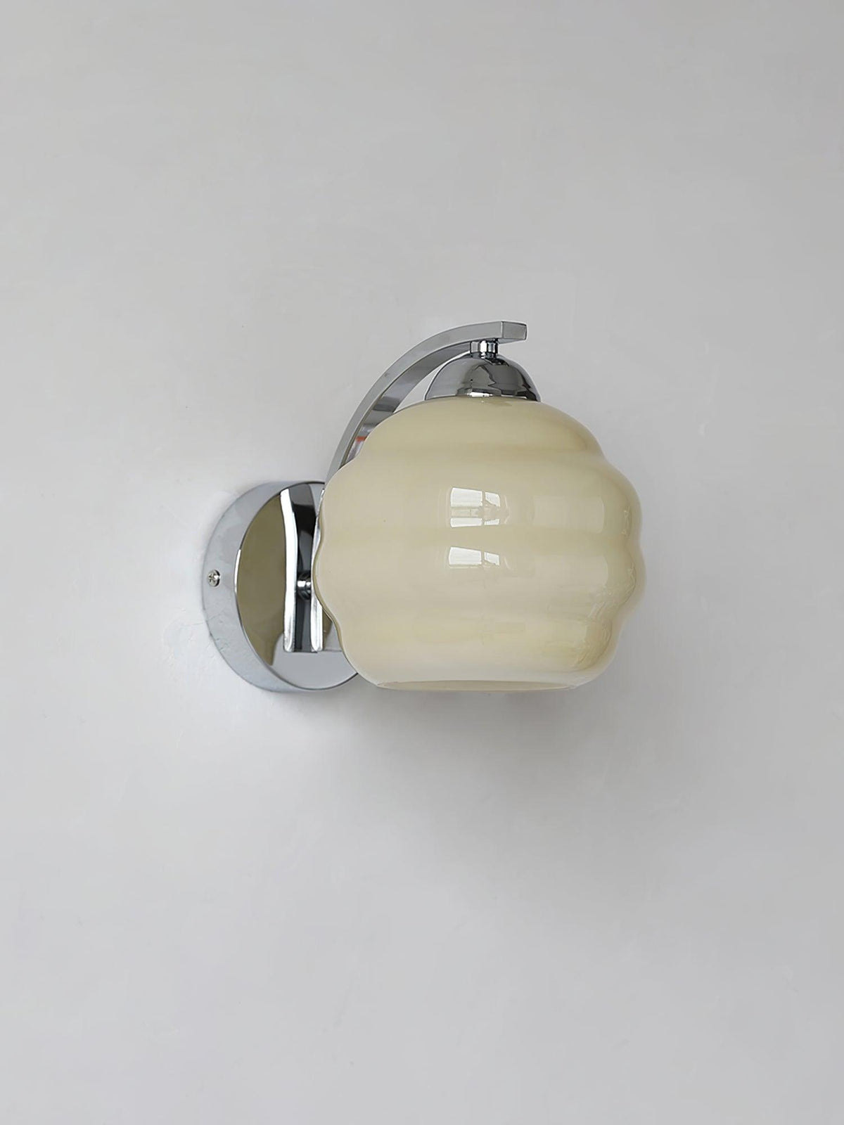 Indoor wall sconce with an iron body and opal glass globe, view 36