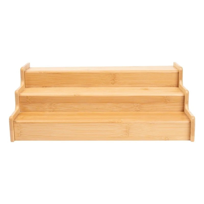 Bamboo Spice Rack – Expandable 3 - Tier Step Shelf Countertop Organizer - Hurbane Home