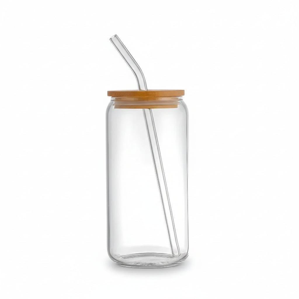 Beer Can Glass Cup with Bamboo Lid β Perfect for Iced Tea Enthusiasts - Ice Tea Glass - Hurbane Home