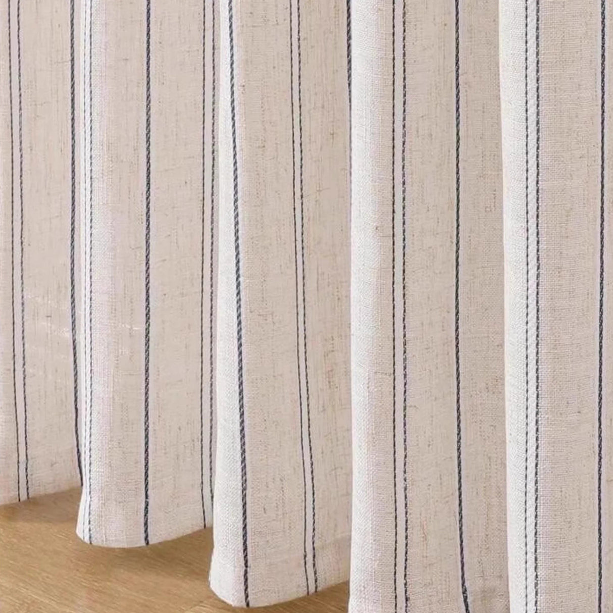 Beige Linen Curtain Panels – Gauze Semi - Sheer Window Drapes for Home - Hurbane Home